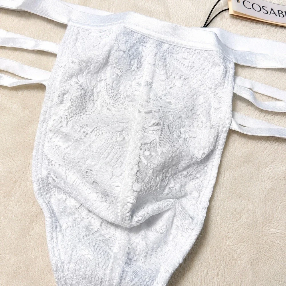 COSABELLA Never Say Never Strappy It Men's‎ Lace Thong White - Size M / NWT